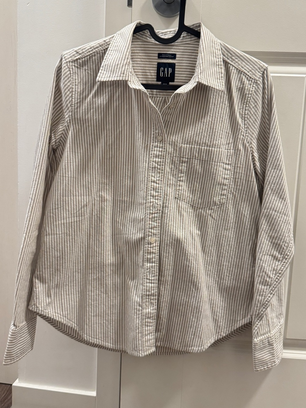 GAP Women’s Neutral Tan (creamish) Striped Button-Up Shirt